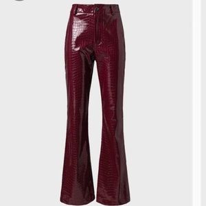 Kollyy Crocodile Print Faux Leather Pants